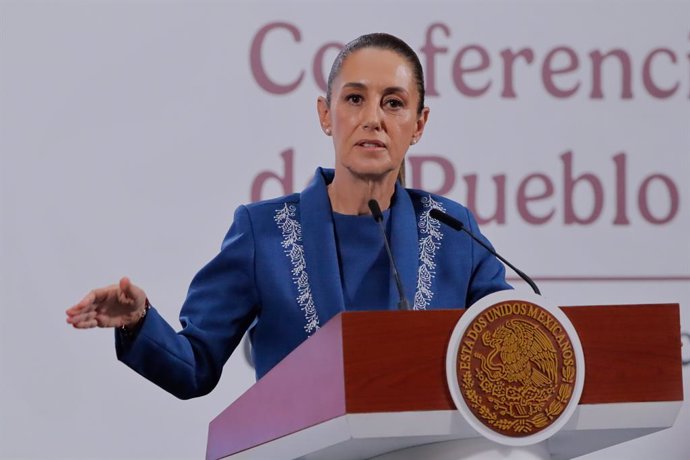 June 12, 2025, Mexico City, Cdmx, Mexico: Mexico's President Claudia Sheinbaum speaks about the implementation of the 'House to House' Health Program in the 32 states of the country, which aims to attend to 8.7 million older adults at National Palace. on 