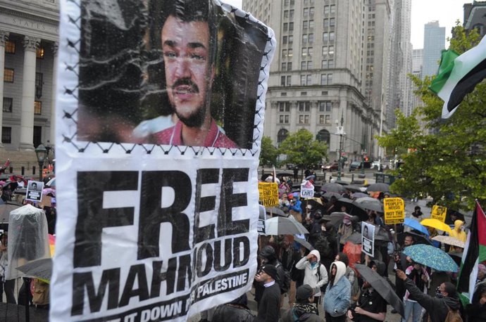 Protestas para la liberación del activista propalestino Mahmud Jalil en Nueva York