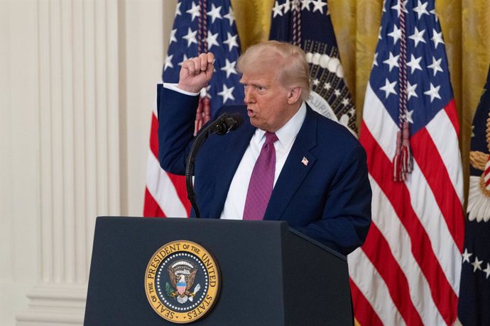 WASHINGTON, June 12, 2025  -- U.S. President Donald Trump speaks during a signing ceremony at the White House in Washington, D.C., the United States, on June 12, 2025. Trump moved on Thursday at a White House signing ceremony to eliminate California's nat
