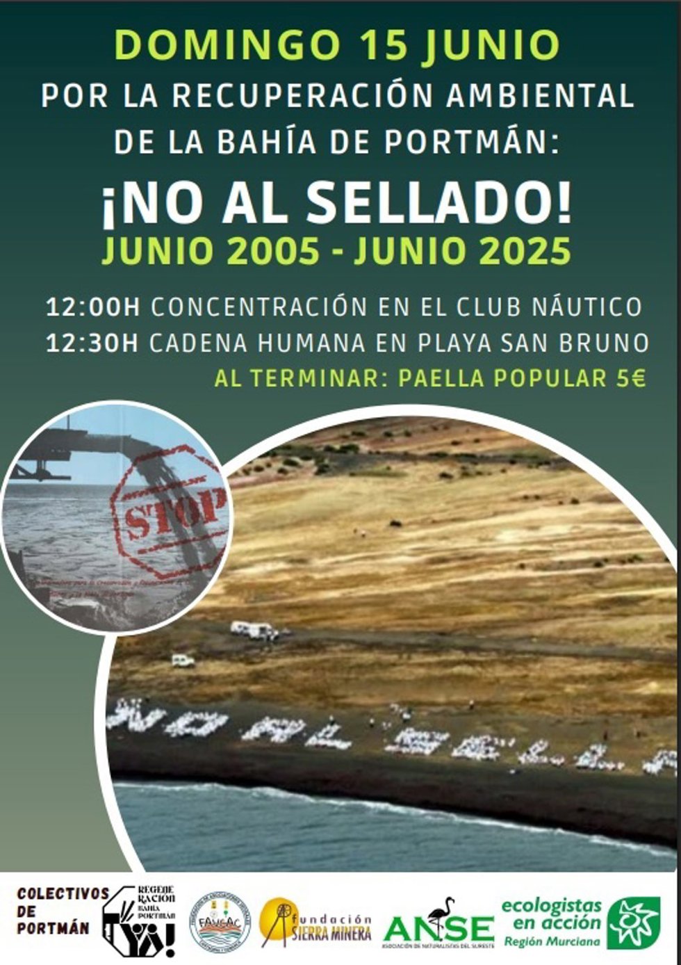 Concentración y cadena humana en Portmán, para reivindicar una solución consensuada, que sea justa y equilibrada para Portmán"