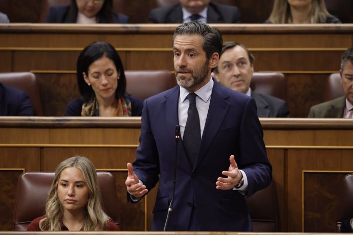 Archivo - El portavoz del PP, Borja Sémper, interviene durante una sesión de control al Gobierno en el Congreso de los Diputados, a 26 de febrero de 2025, en Madrid (España). El Gobierno hace frente a una nueva sesión de control en el Congreso con numeros