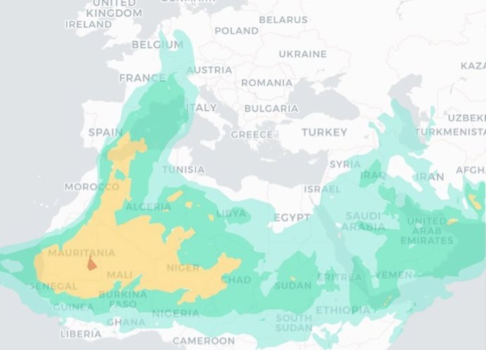 Modelo BDCR de predicción de polvo mineral atmosférico para Europa y África.