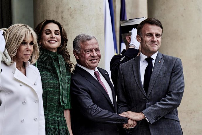 Archivo - Emmanuel Macron y Abdulá II de Jordania (imagen de archivo) 