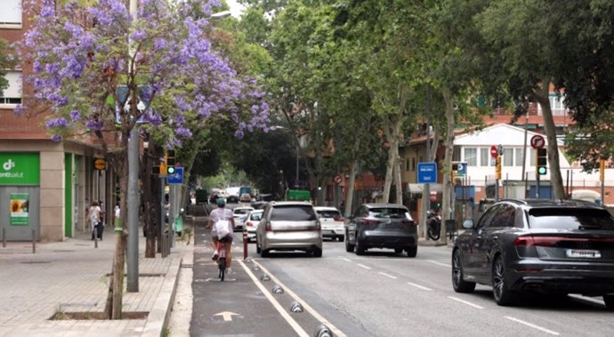 El carril bici del carrer Escòcia (Barcelona)