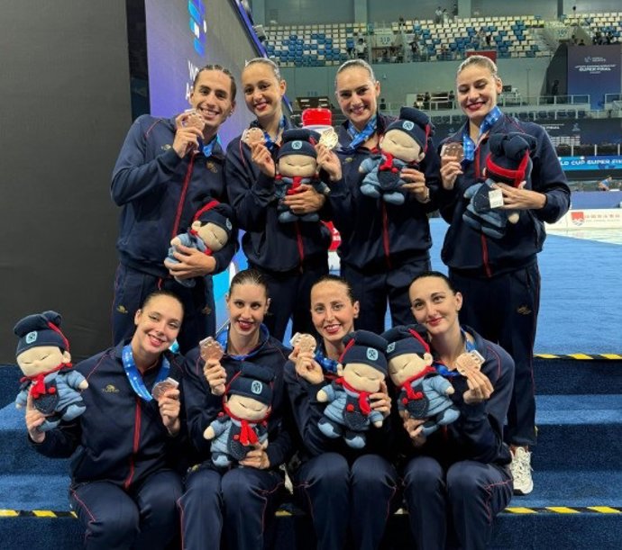 Equipo español de natación artística en la Superfinal de la Copa del Mundo