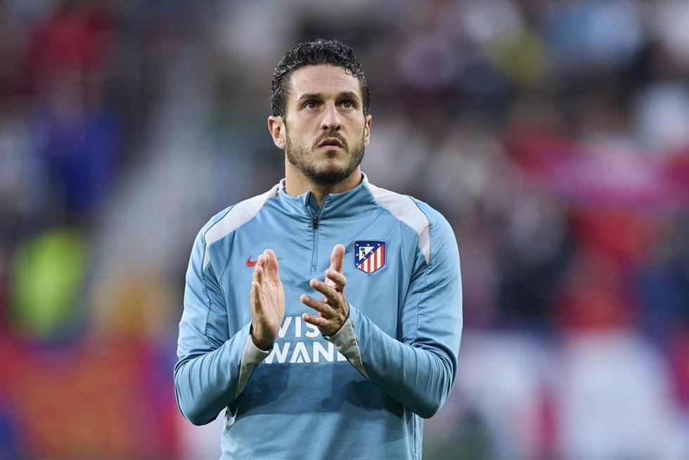 Koke Resurrección, durante un calentamiento con el Atlético de Madrid.