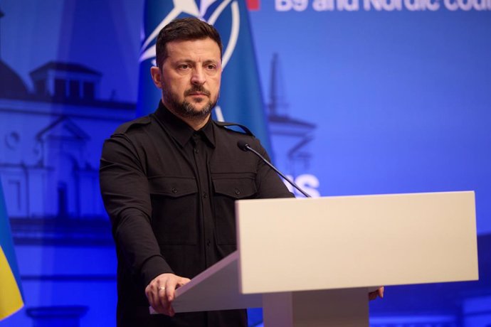 June 2, 2025, Vilnius, Vilnius, Lithuania:  Ukrainian President VOLODYMYR ZELENSKYY listens to a question during a joint press conference at the conclusion of the Vilnius Summit at the Palace of the Grand Dukes of Lithuania.