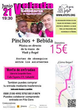 Cartel de la velada musical organizado por Ayepu en Trigueros del Valle (Valladolid).