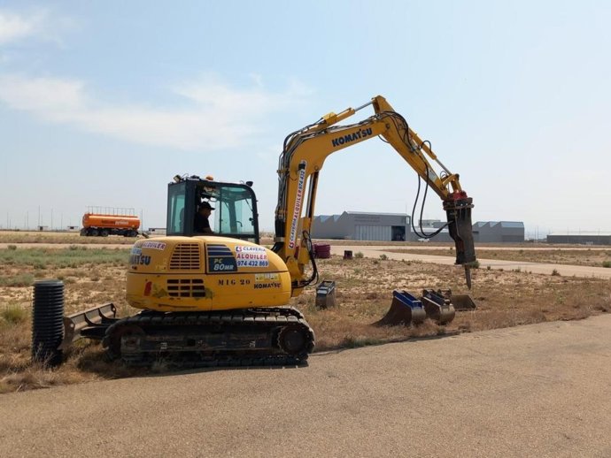 Inicio de las obras de adecuación de la helisuperficie de la base de Villanueva de Gállego.