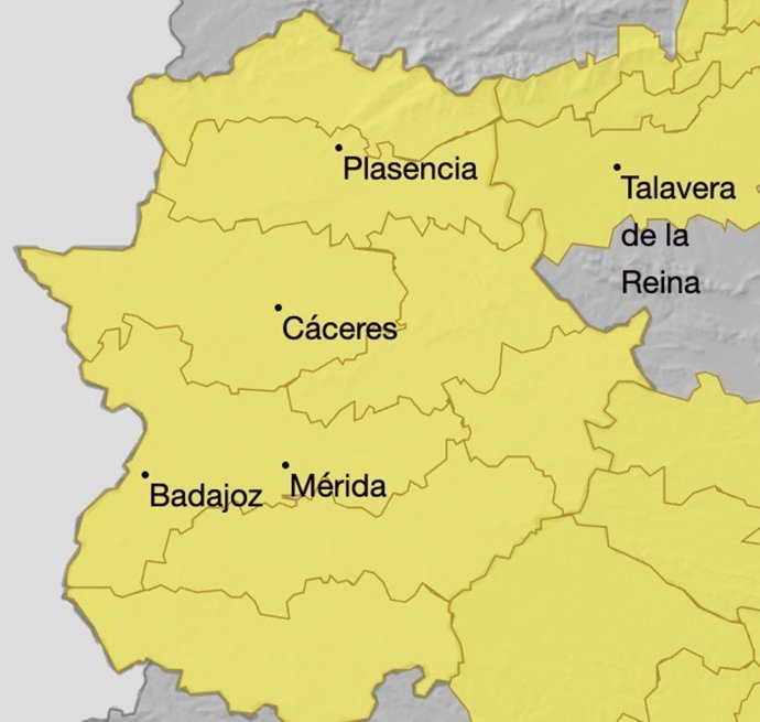Avisos de nivel amarillo por calor y tormentas en Extremadura