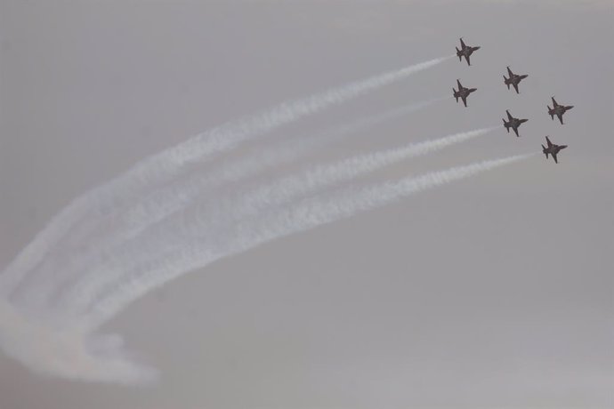 Festival aéreo ‘Aire 2025’, en el Centro Deportivo y Cultural del Ejército del Aire y del Espacio (C.D.S.C.M.E.A.) 'Fernández de Tudela', a 15 de junio de 2025, en San Javier, Región de Murcia (España). Este festival, que se celebra en conmemoración del 4