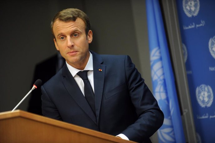 Archivo - September 20, 2017, Manhattan, New York, U.S.: NEW YORK, NY - SEPTEMBER 19: French President Emmanuel Macron speaks to world leaders at the 72nd United Nations General Assembly at UN headquarters in New York on September 19, 2017 in New York Cit