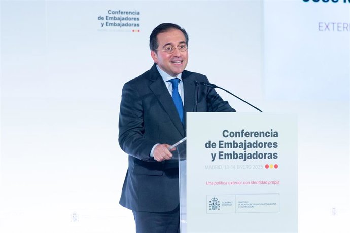 Archivo - El ministro de Asuntos Exteriores, Unión Europea y Cooperación, José Manuel Albares, interviene durante la clausura la IX Conferencia de Embajadores