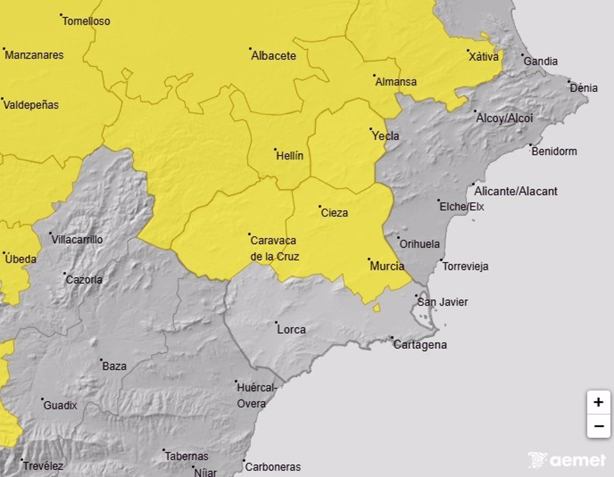 La Vega del Segura estará en aviso amarillo este martes por altas temperaturas y el Noroeste y Altiplano por tormentas