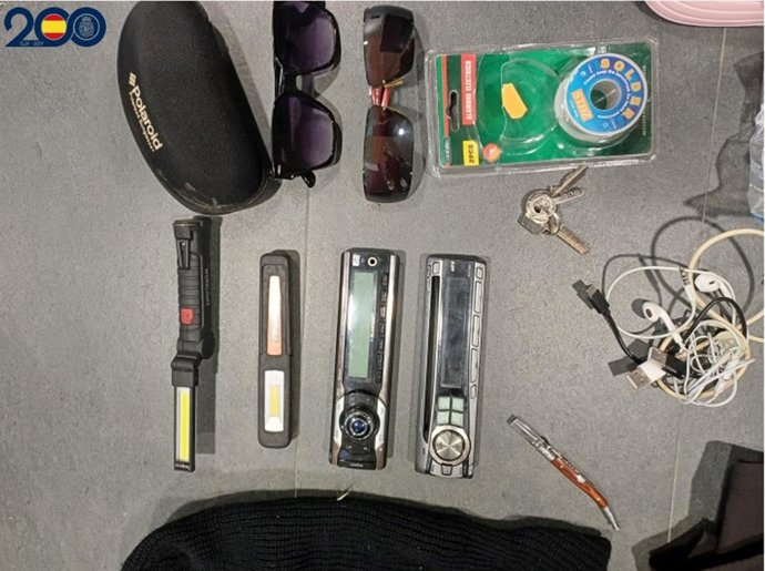 Objetos recuperados tras robos cometidos en coches en Salamanca.