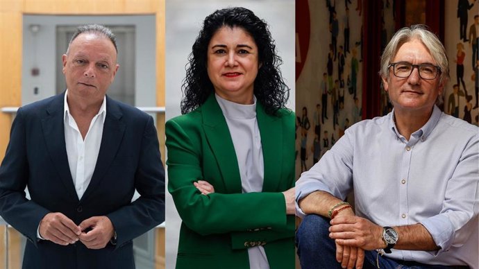 El presidente de la CEV, Salvador Navarro; la secretaria general de CCOO PV, Ana García, y el secretario general de UGT PV, Tino Calero