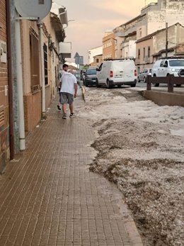 Granizo caído en La Roda.