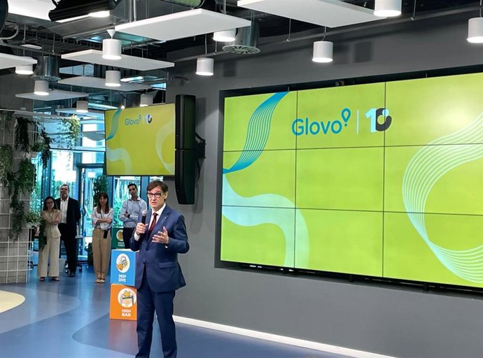 El presidente de la Generalitat, Salvador Illa, durante el 10 aniversario de Glovo