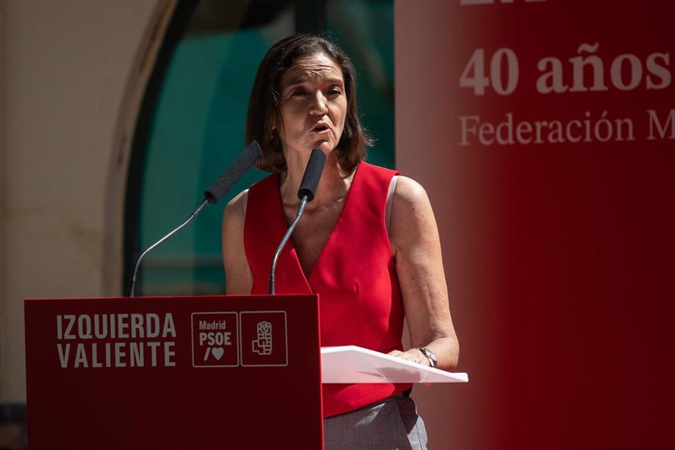 La portavoz del PSOE en el Ayuntamiento de Madrid, Reyes Maroto, interviene durante la clausura del foro del PSOE 'El municipalismo valiente en Madrid, en la escuela Julián Besteiro, a 31 de mayo de 2025, en Madrid (España). 