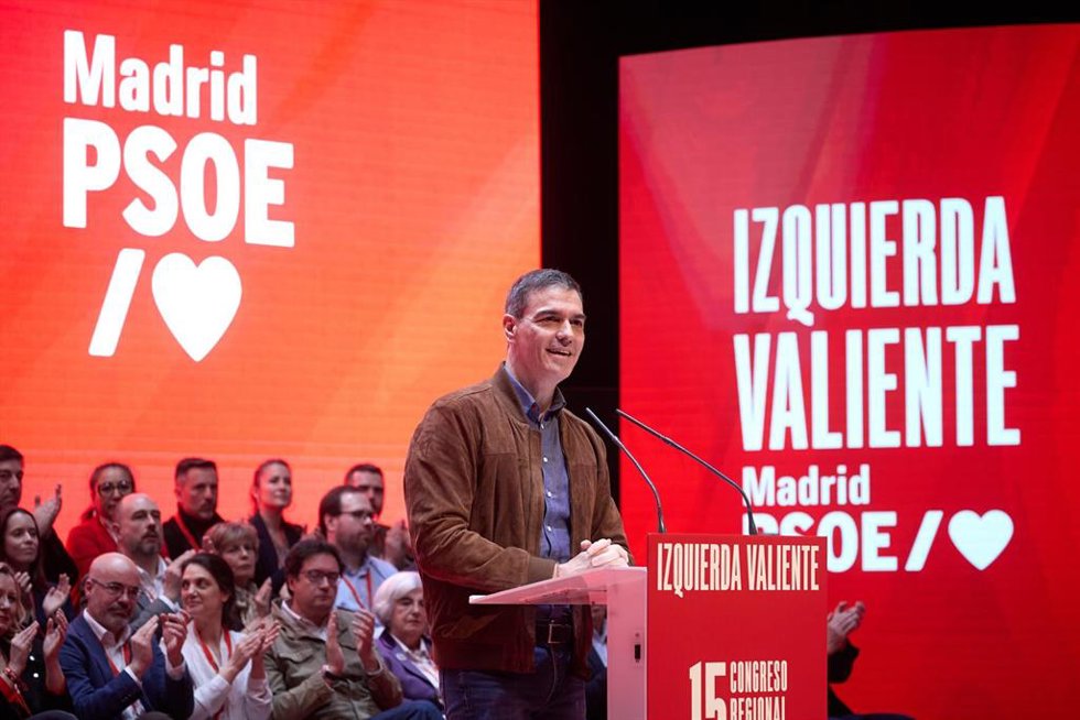 Archivo - El secretario general del PSOE y presidente del Gobierno, Pedro Sánchez, durante el 15 Congreso Regional del PSOE-M, en la Universidad Carlos III.