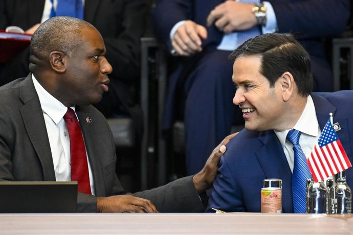 Archivo - Los representantes de Exteriores de Reino Unido, David Lammy, y de Estados Unidos,  Marco Rubio