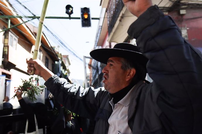 Manifestantes 'evistas' en La Paz, Bolivia