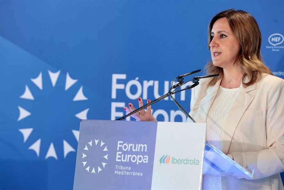 La alcaldesa de Valncia, María José Catalá, durante su intervención en el Forum Europa Tribuna Mediterránea.