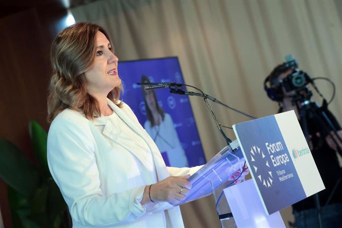 La alcaldesa de València, María José Catalá, durante su conferencia en el Fórum Europa Tribuna Mediterránea.