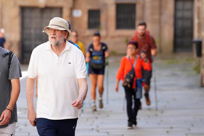 Mariano Rajoy llega a la plaza del obradoiro tras completar varias etapas del Camino de Santiago