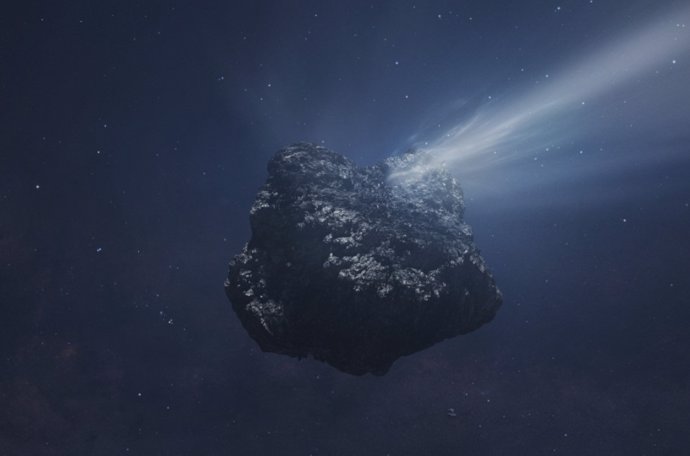 Una representación artística del cometa C/2014 UN271, el cometa más grande conocido en la Nube de Oort.
