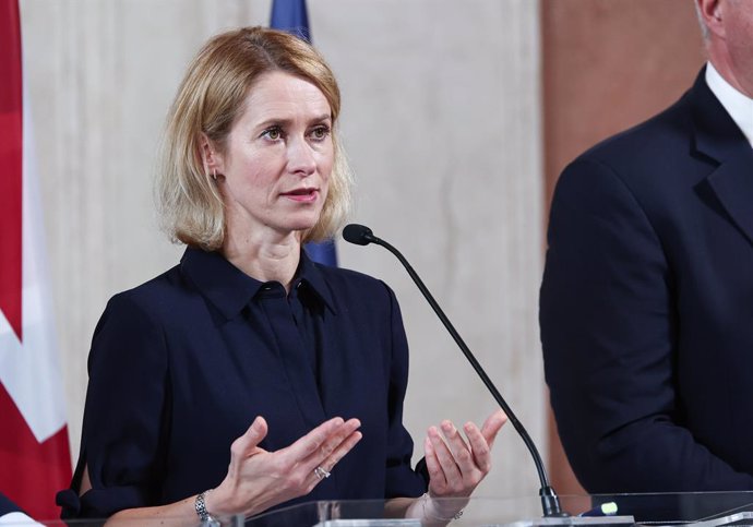 12 June 2025, Italy, Rome: Kaja Kallas, EU High Representative for Foreign Affairs, speaks at a press conference as part of the the Weimar Plus meeting in Rome. Photo: Hannes P. Albert/dpa