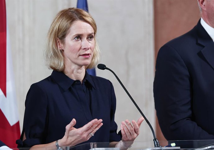 12 de junho de 2025, Itália, Roma: Kaja Kallas, Alta Representante da UE para Relações Exteriores, fala em uma coletiva de imprensa como parte da reunião do Weimar Plus em Roma. Foto: Hannes P. Albert/dpa