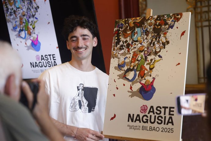 Mario Larrinaga Mochales eta 'Camino a Bilbao' kartela