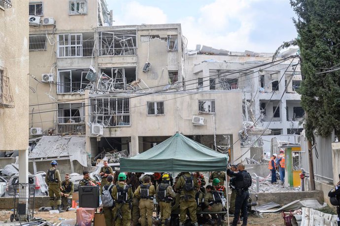 June 16, 2025, Bnei Barak, Israel: A school and a synagogue were hit, leaving behind extensive damage and shattered structures.,Image: 1011381459, License: Rights-managed, Restrictions: , Model Release: no, Credit line: Israel Hadari / Zuma Press / Contac