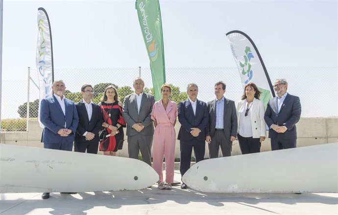 La presidenta del Gobierno de Navarra, María Chivite, en la inauguración de la planta EnergyLoop en Cortes.