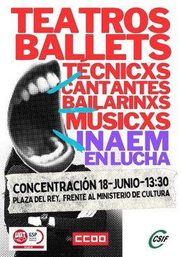 Las tres organizaciones exigen a la Dirección General y de la Subdirección General de Personal del INAEM respeto a los derechos consolidados de los trabajadores y trabajadoras de la cultura pública.