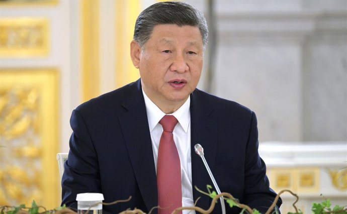 Archivo - Arquivo - Presidente chinês Xi Jinping durante reunião em Moscou com seu colega russo Vladimir Putin (arquivo).