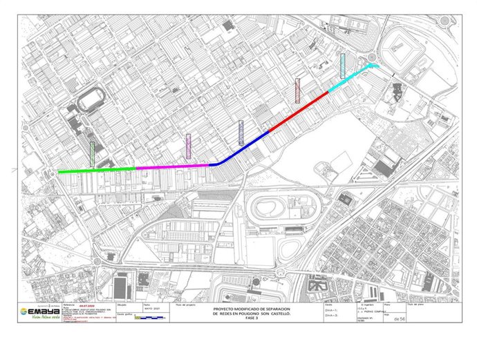 Plano del reasfaltado en el polígono de Son Castelló.