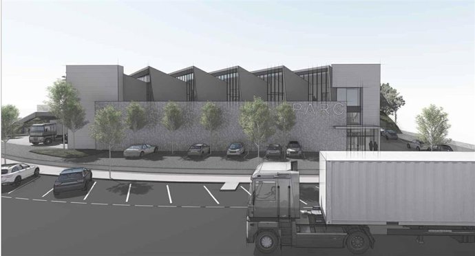 Infografía de la futura planta de semoconductores fotónicos, del proyecto Sparc, en la ciudad de Vigo.