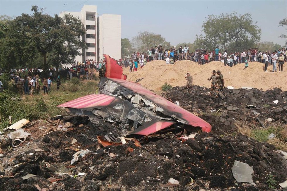 Imagen de archivo de parte del fuselaje del avión siniestrado en India.