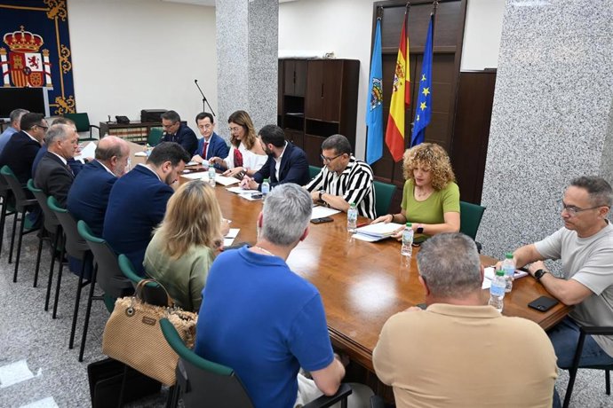 El secretario general de Transportes Aéreo y Marítimo del Ministerio de Transportes, Benito Núñez, en la reunión con el Grupo de Trabajo de Transportes.