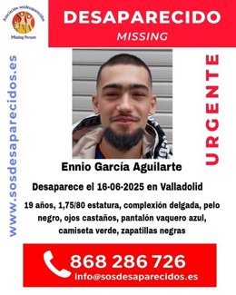 Joven desaparecido en Valladolid