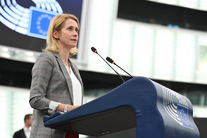 Alta Representante da UE, Kaja Kallas, durante um debate no Parlamento Europeu.