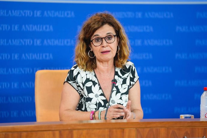 La parlamentaria de Por Andalucía Esperanza Gómez, en rueda de prensa.