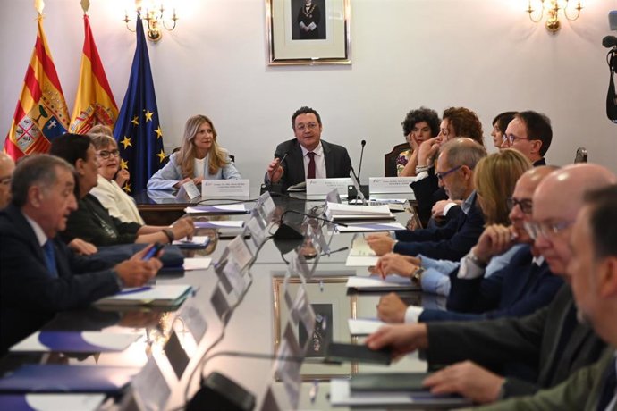 El fiscal general del Estado, Álvaro García Ortiz, preside la Junta de Fiscales, en la Fiscalía Superior de Aragón.
