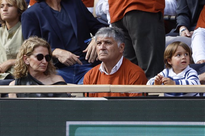 Toni Nadal, Rafael Junior during the ceremony to honor Rafael Nadal's career on day 1 of Roland-Garros 2025, French Open, Grand Slam tennis tournament on May 25, 2025 at Roland-Garros stadium in Paris, France - Photo Jean Catuffe / DPPI