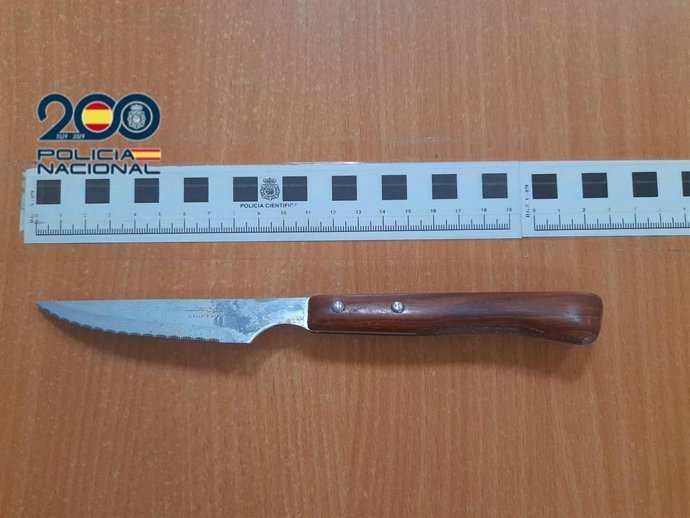 Cuchillo intervenido tras la agresión en Valladolid.