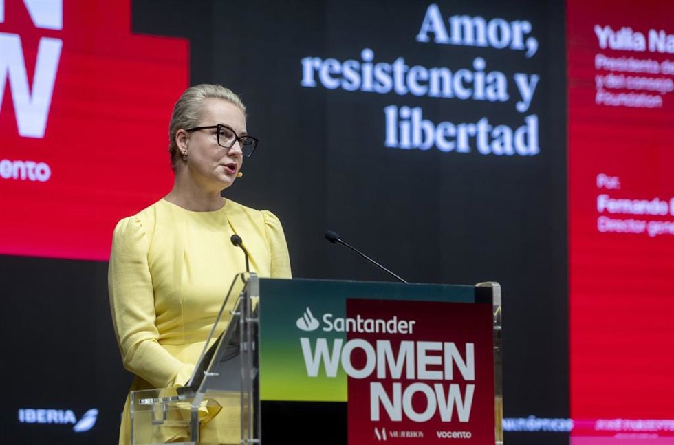 La activista rusa y viuda de Alexéi Navalni, Yulia Navalnaya, inaugura el foro Santander Women Now, en el Beatriz Madrid, a 18 de junio de 2025, en Madrid (España).