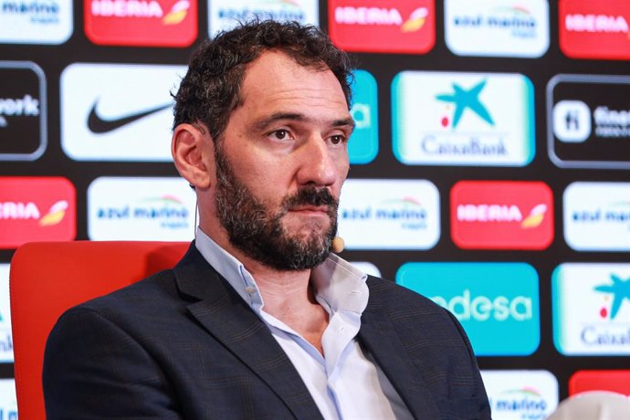 Archivo - Jorge Garbajosa, President of the Spanish Basketball Federation attends the media during the press conference after announcing  the initial list of players called up for the preparation of the 2023 World Cup at Iberia Space on July 05, 2023, in 