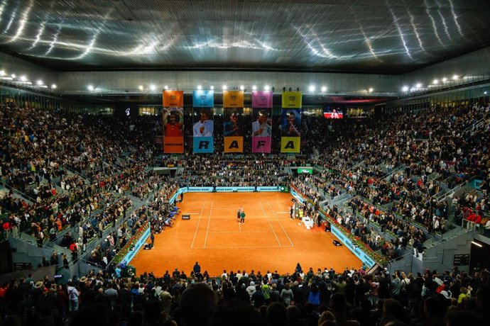 Archivo - Imagen general de la grada durante un partido del Mutua Madrid Open